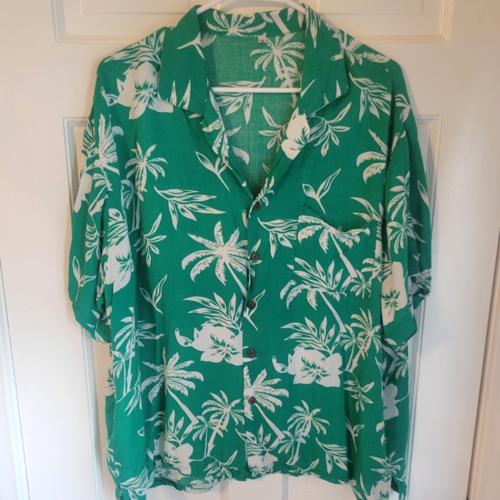 Vintage Green Hawaiian Shirt XL